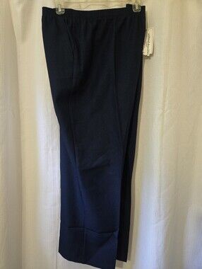 NWT Alfred Dunner Navy Pull-On Dress Pants - Elastic Waist